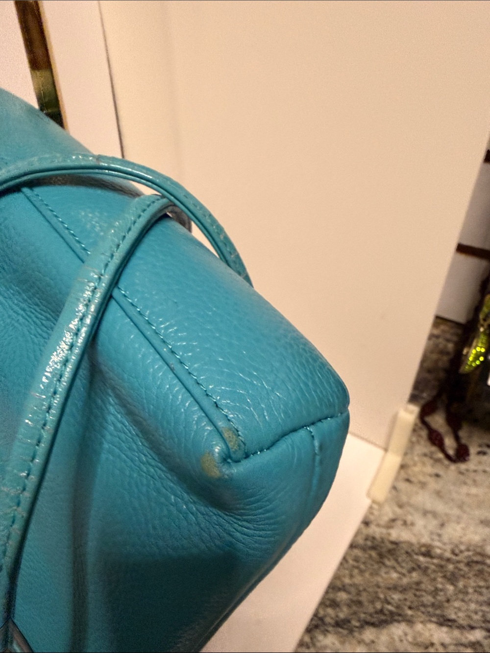 Sharif Turquoise Crossbody Shoulder Bag - hair on - Picture 10 of 10